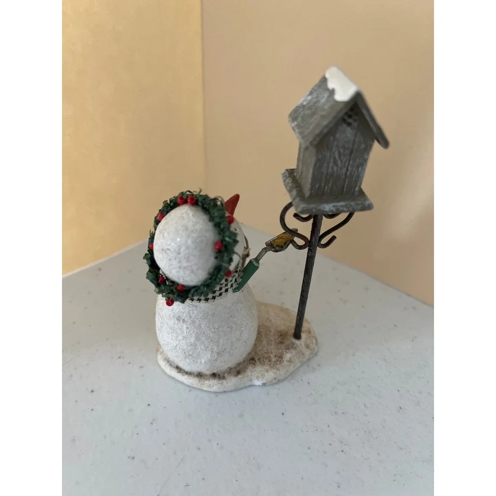 Hallmark 2007 Snowman Figurine with Birdhouse and Cardinal Winter Decor 5 Inch